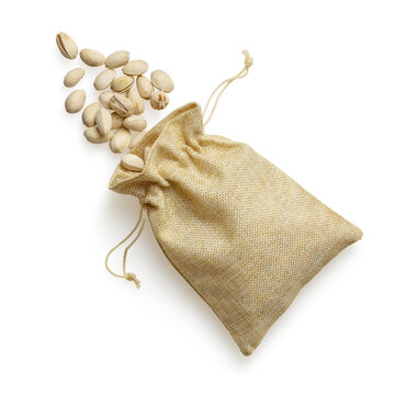 Isolated pouch pistachios on white background for scene creator