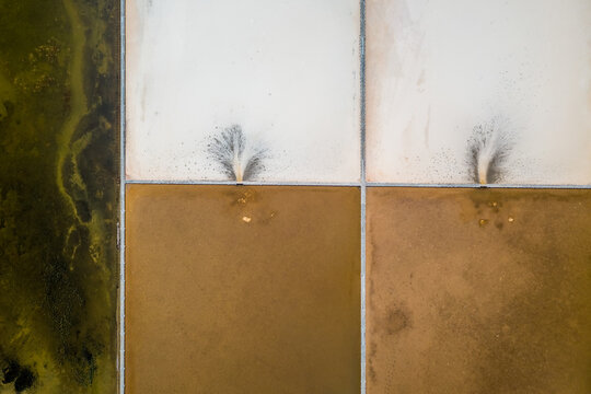 Aerial view of salt pools Nin, Croatia.