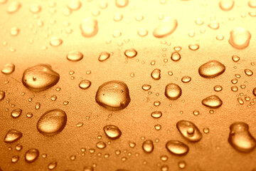 Fototapeta na wymiar Drops of water on a plastic surface. Macro photo, drop, shadow plastic base. close-up