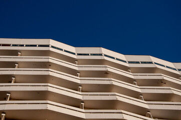big hotel or apartment building facade balcony pattern