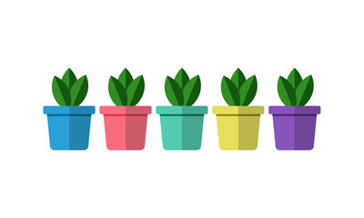  Colorful flower pots set vector image