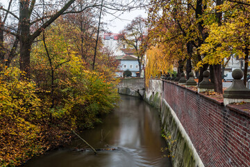 Autumn morning on the Prague island of Kampa