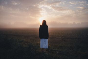 person watching sunset