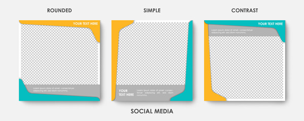 Social media editable post banner. Web banners for social media. Clear and simple colorful rounded design, vector illustration.