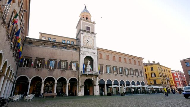 Modena, Italy, view of the city hall building in Piazza Grande square