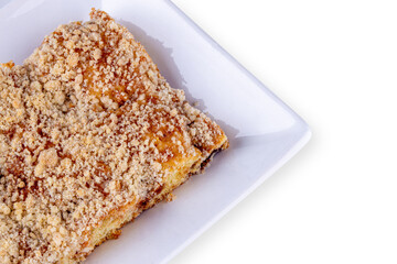 Crumble guava cake on a white background