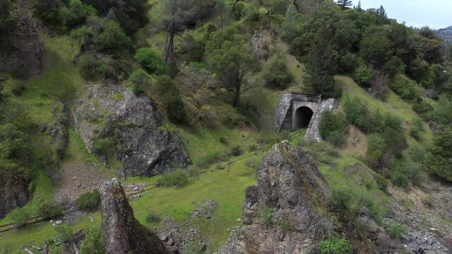 Retired Railway and Tunnel near Ukiah California Drone Scenic View
