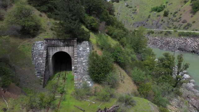 Retired Railway and Tunnel near Ukiah California Drone Scenic View