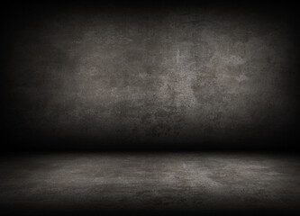 Grunge interior room with concrete wall and floor. Empty concrete space