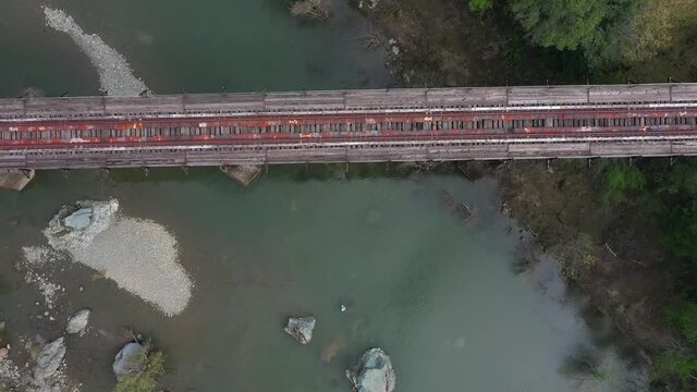 Retired Train Bridge near Ukiah California Drone Scenic View