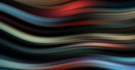 Colorful smooth lines on black background. Liquid and fluid vibrant color waves flowing in the dark. Graphic illustration for wallpaper, banner, background, card, book, cover, poster, banner, brochure