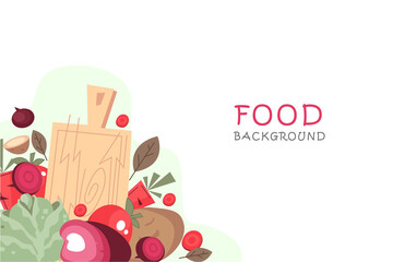Mix food ingredient flat illustration background