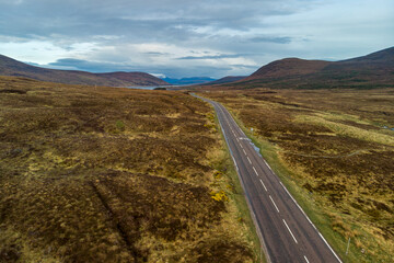 Road photographed in Scotland, in Europe. Picture made in 2019.