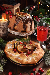 Christmas cakes on festive table