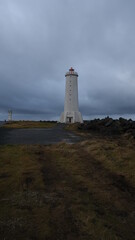 Famous Akranes lighthouse in Southern Iceland