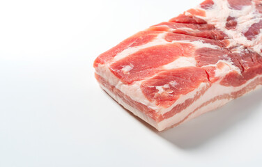 Pork belly on a white background