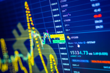 Data analyzing in exchange cryptocurrency market: the candles charts , bars and other trade...