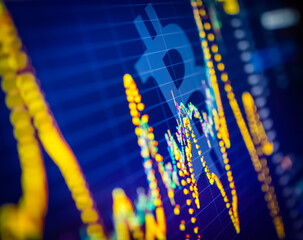 Data analyzing in exchange cryptocurrency market: the candles charts , bars and other trade...
