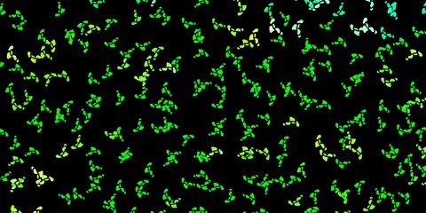 Dark green, yellow vector background with random forms.