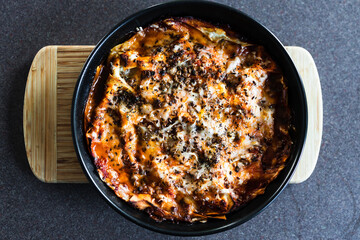 plant-based food, vegetable lasagna with dairy-free cheese