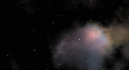 Star field in galaxy space with colorful nebula. Sci fi background of deep space. Ethereal wallpaper.