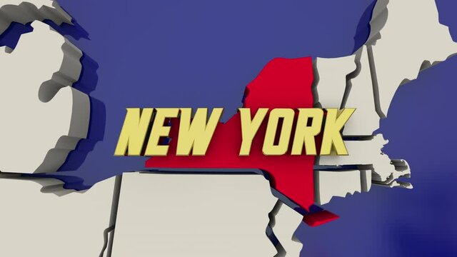 New York State Map United States America USA NYC Manhattan Render 3d Animation