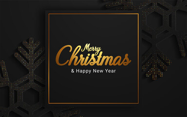 Merry christmas and happy new year on dark background