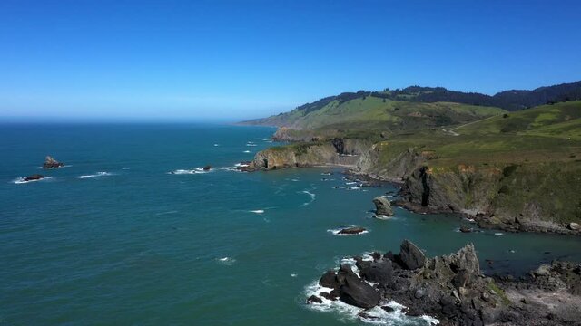 Rugged Coastline Scenic Landscape Jenner California Drone View