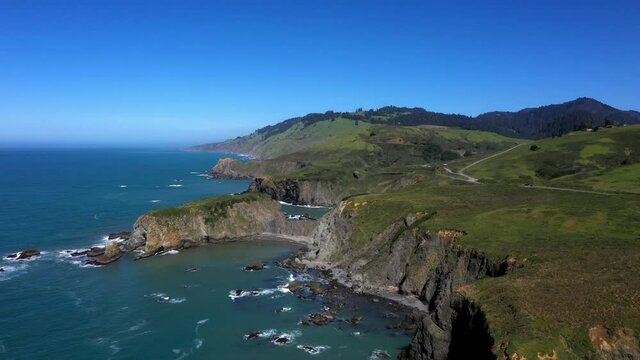 Rugged Coastline Scenic Landscape Jenner California Drone View