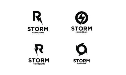 set collection storm with initial letter vector logo icon illustration design isolated background