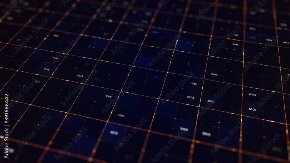 Poster abstract digital background with matrix of numeric values. animation. futuristic big data, informati