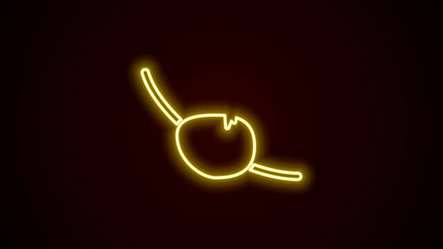 Glowing neon line Pirate eye patch icon isolated on black background. Pirate accessory. 4K Video motion graphic animation