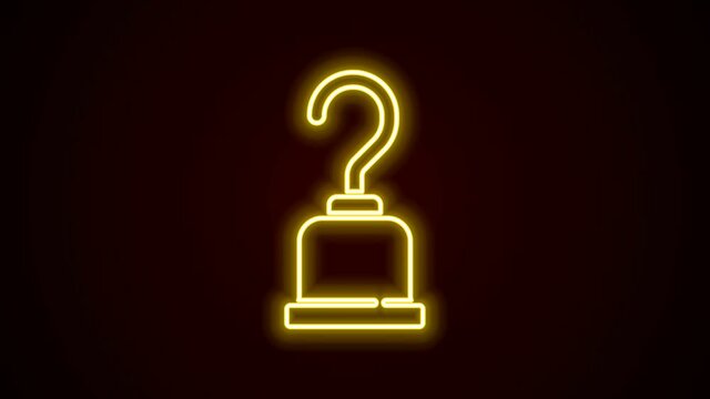 Glowing neon line Pirate hook icon isolated on black background. 4K Video motion graphic animation