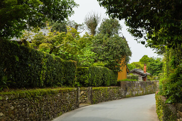 日本　鹿児島県南九州市、知覧の武家屋敷通り