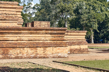 Fototapeta na wymiar Part of muaro jambi temple building in province of jambi, Indonesia