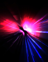 Naklejka na ściany i meble Futuristic lens flare. Light explosion star with glowing particles and lines. Beautiful abstract rays background.