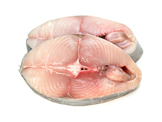 Spanish mackerel slice or spotted mackerels isolated on white background ,Scomberomorus