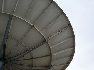 closeup of  satellite dish at TV station.