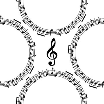 Music notes background, musical pattern, vector illustration.