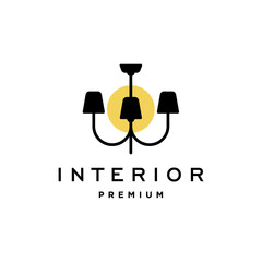 Chandelier logo. Vector silhouettes vintage and luxury chandelier