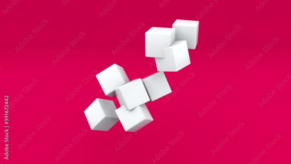 Aufkleber transforming simple cube shape in complex construction, computer generated. 3d rendering abstract ge