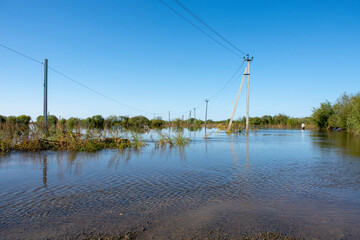 Russia. Khabarovsk. Flood on the Amur river