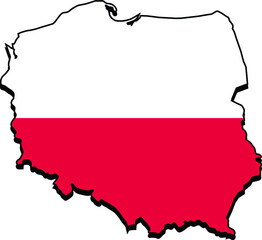 Poland map with Polish flag