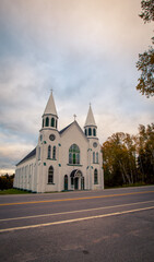 Fototapeta na wymiar White wooden Church in Cape Breton