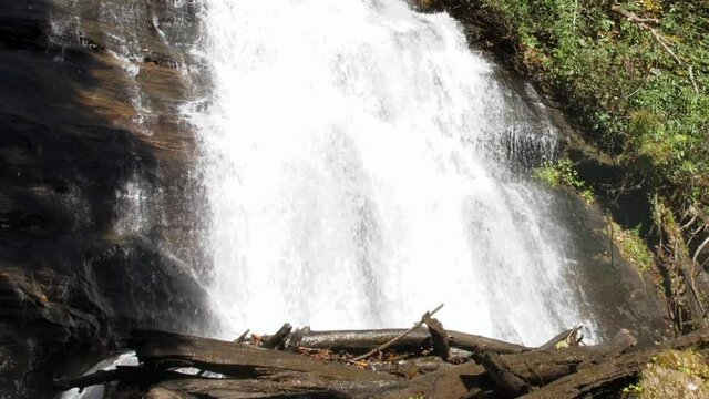 Waterfall splashes over rocks at Anna Ruby Falls in North Georgia, 60fps