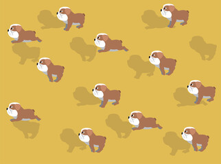 Dog Running Bulldog Cartoon Character Illustration Seamless Background