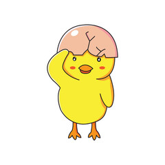 cute illustrations of chicks, posing a salute pose, suitable for use as stickers, hanging keys and cute elements in your designs