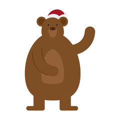 Obraz na płótnie Canvas cute bear wearing santa hat christmas character