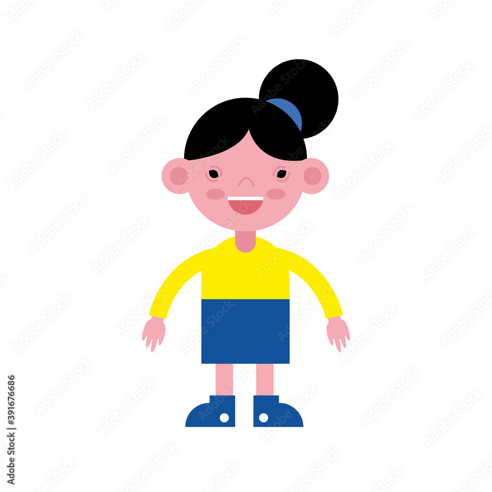 Sticker cute little girl avatar charater