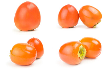 Collage of persimmon on a isolated white background